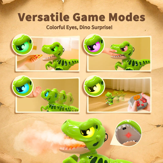 Ferngesteuertes Dinosaurier Spielzeug mit Sprühen, Lichtern und Brüllen, Gehen Wiederaufladbar T-Rex Dino Spielzeug 2.4Ghz RC Dino Roboter Kinder Spielzeug Geschenk für Jungen Mädchen ab 3-12 Jahre