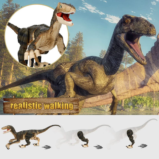 FRUSE Ferngesteuerter Dinosaurier Spielzeug, 2.4 GHz Realistische Velociraptor Roboter mit Gehen, Brüllen und LED-Licht,Dino Spielzeug für Jungen 3, 4, 5, 6,7,8,9 Jahre alte Kinder