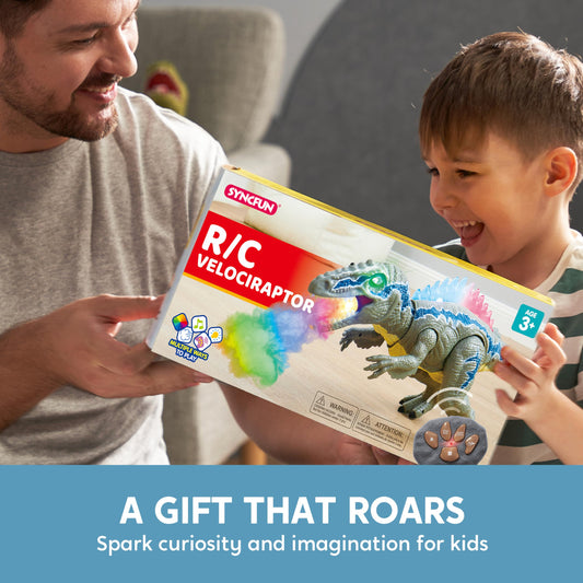 SYNCFUN Ferngesteuertes Dinosaurier-Spielzeug für Jungen und Mädchen im Alter von 3 4 5 6 7 Jahren, Laufender und Brüllender Realistischer T-Rex-Dinosaurier, Geburtstags
